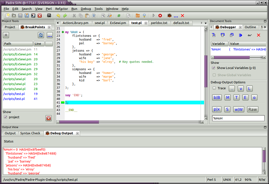 debug di un modulo perl